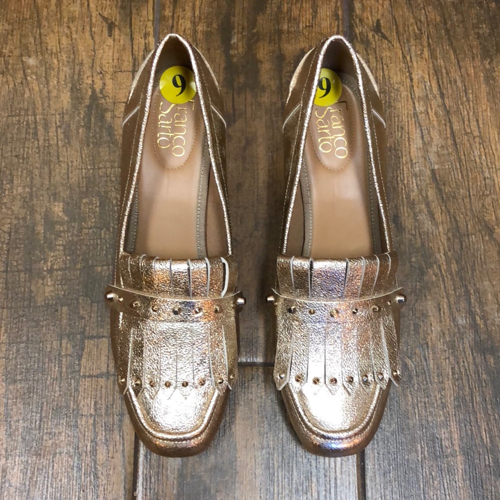 Franco Sarto Lauryn metallic heeled loafers